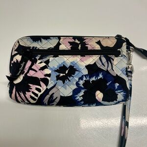 Vera Bradley Black and Blue Floral Wristlet